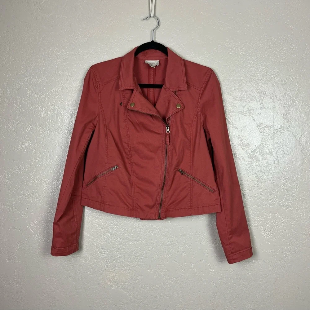 Ann Taylor Loft Moto Jacket - Rust‎ long sleeve full zip size M